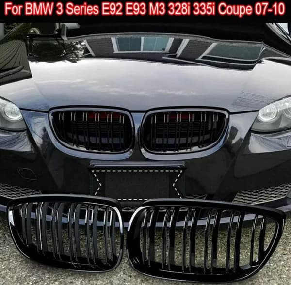 2x Glossy Black Kidney Grilles Grill for BMW 3 Series E92 M3 Coupe E93 2007-2010