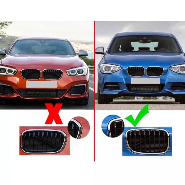 For BMW 1er F20 F21 11-15 Glossy Black M Performance Front Kidney Grilles Grills