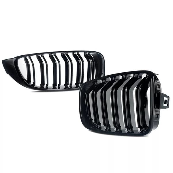 Gloss Black Kidney Grill Grilles Twin Bar For BMW 4 Series F32 F33 F36 M4 2014+