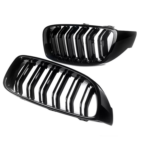 Gloss Black Kidney Grill Grilles Twin Bar For BMW 4 Series F32 F33 F36 M4 2014+