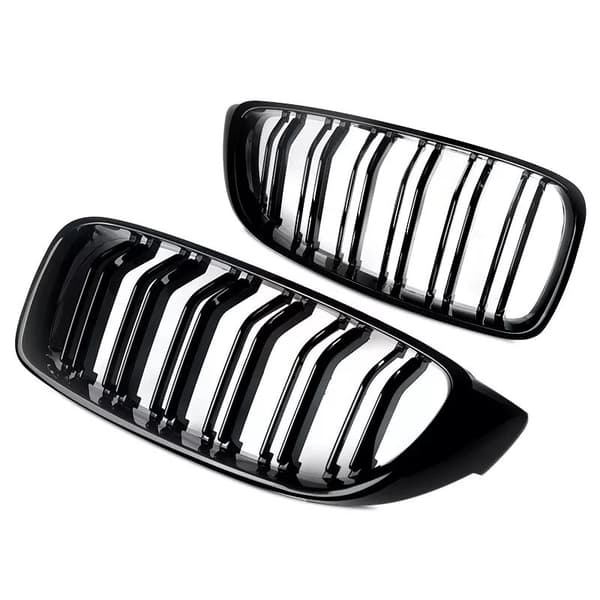 Gloss Black Kidney Grill Grilles Twin Bar For BMW 4 Series F32 F33 F36 M4 2014+