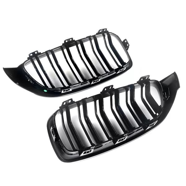 Gloss Black Kidney Grill Grilles Twin Bar For BMW 4 Series F32 F33 F36 M4 2014+