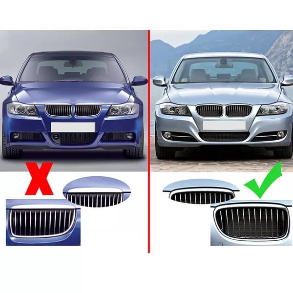 2x For BMW 3 Series E90 E91 Facelift 09-11 Gloss Black Front Kidney Grille Grill