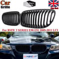 Miniatyrbilde 1 av 11: 2x For BMW 3 Series E90 E91 Facelift 09-11 Gloss Black Front Kidney Grille Grill