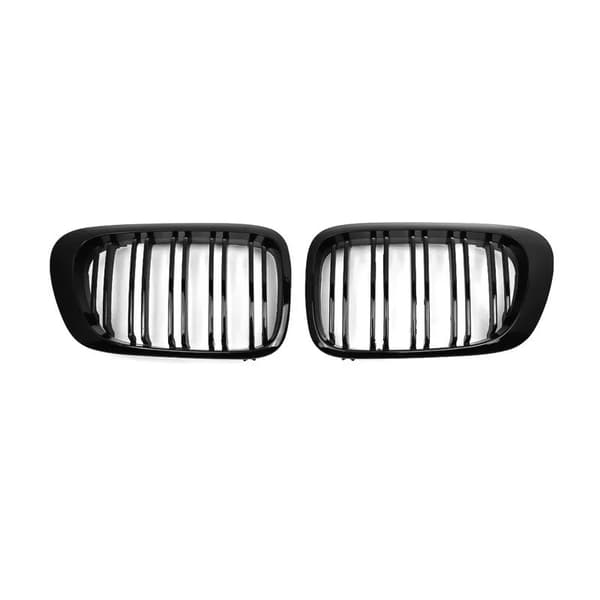 For 1998-2001 BMW E46 2 Door 2D Coupe Gloss Black Dual Slat Kidney Grille Grill