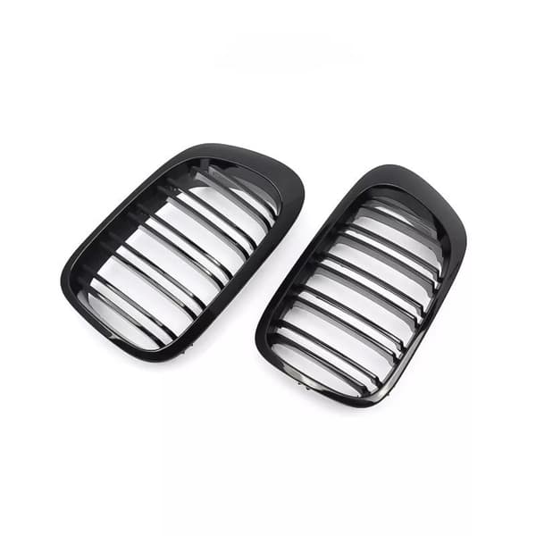 For 1998-2001 BMW E46 2 Door 2D Coupe Gloss Black Dual Slat Kidney Grille Grill