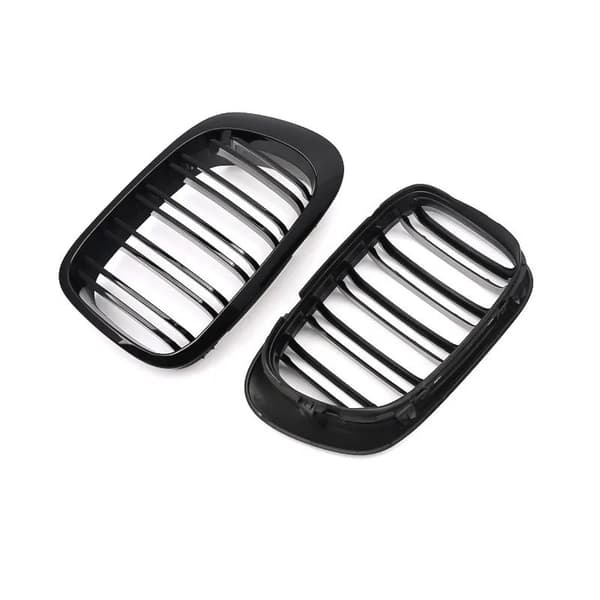 For 1998-2001 BMW E46 2 Door 2D Coupe Gloss Black Dual Slat Kidney Grille Grill