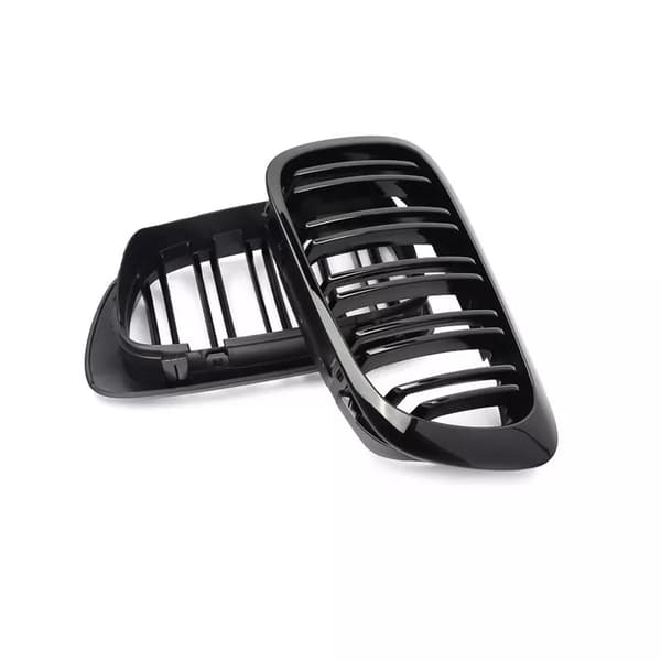 For 1998-2001 BMW E46 2 Door 2D Coupe Gloss Black Dual Slat Kidney Grille Grill