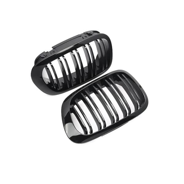 For 1998-2001 BMW E46 2 Door 2D Coupe Gloss Black Dual Slat Kidney Grille Grill