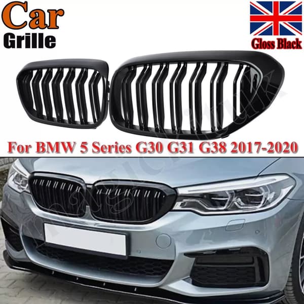 Grille For BMW 5 Series G30 G31 2017-2020 Front Kidney Double Slat Gloss Black