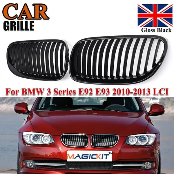Gloss Black Front Kidney Grilles For BMW E92 E93 3-Series 2D 2010-2013 Facelift
