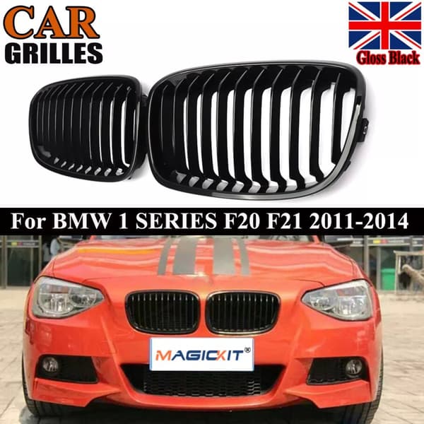 Gloss Black Front Kidney Grills Grille For BMW F20 F21 1 Series 2011-2014 2013
