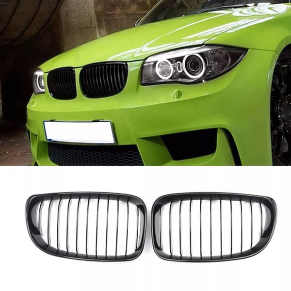 Gloss Black Kidney Grilles Grills For BMW 1 SERIES E81/E82/E87/E88 2007-2013 LCI