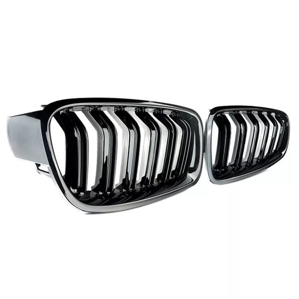 For BMW 3 Series F30 F31 F35 2011-2019 Kidney Grill Grille Gloss Black Dual Line