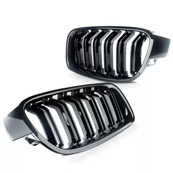 For BMW 3 Series F30 F31 F35 2011-2019 Kidney Grill Grille Gloss Black Dual Line