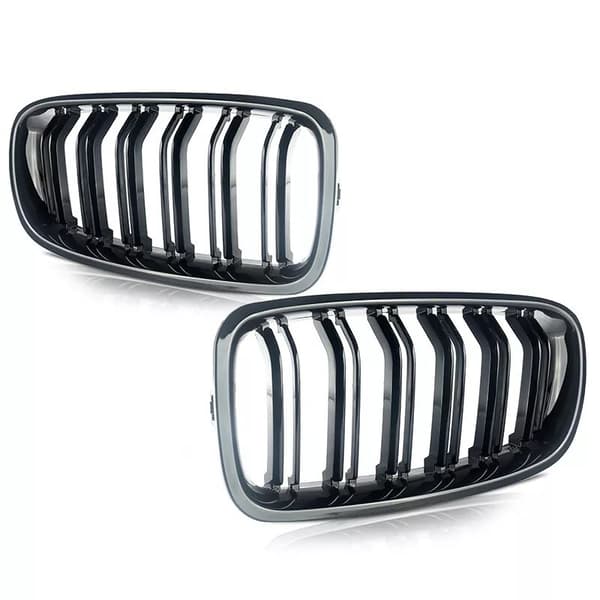 For BMW 3 Series F30 F31 F35 2011-2019 Kidney Grill Grille Gloss Black Dual Line