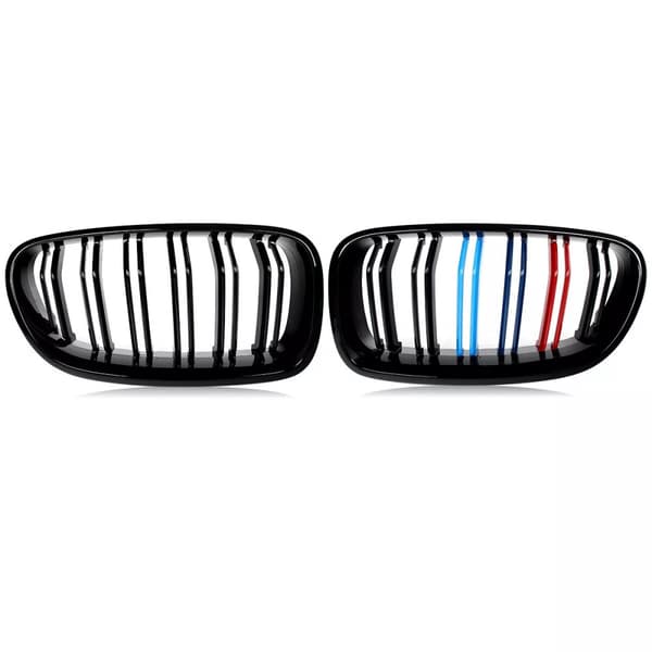 FOR BMW F10 F11 5 SERIES M COLOURS GLOSS BLACK 2010-2016 M5 STYLE KIDNEY GRILLES