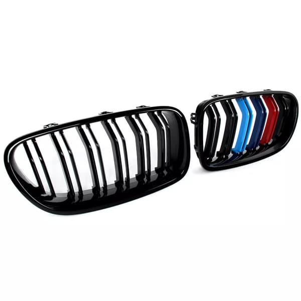 FOR BMW F10 F11 5 SERIES M COLOURS GLOSS BLACK 2010-2016 M5 STYLE KIDNEY GRILLES