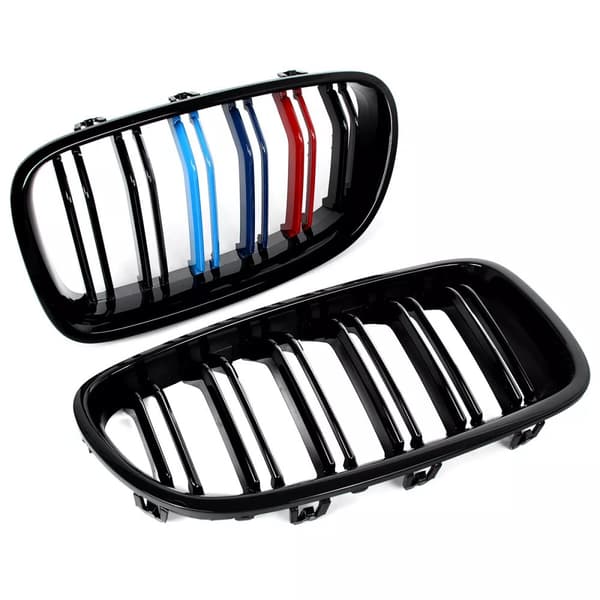 FOR BMW F10 F11 5 SERIES M COLOURS GLOSS BLACK 2010-2016 M5 STYLE KIDNEY GRILLES