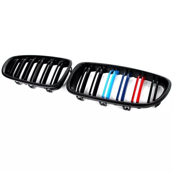 FOR BMW F10 F11 5 SERIES M COLOURS GLOSS BLACK 2010-2016 M5 STYLE KIDNEY GRILLES