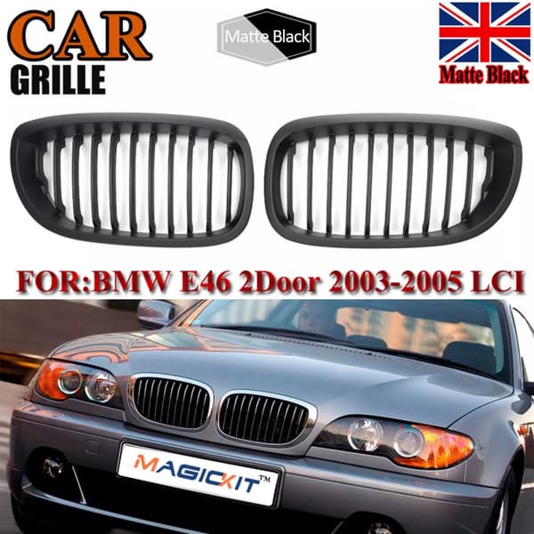 For BMW 3 Series E46 Coupe 2D 2003-2005 Facelift Matte Black Kidney Front Grille