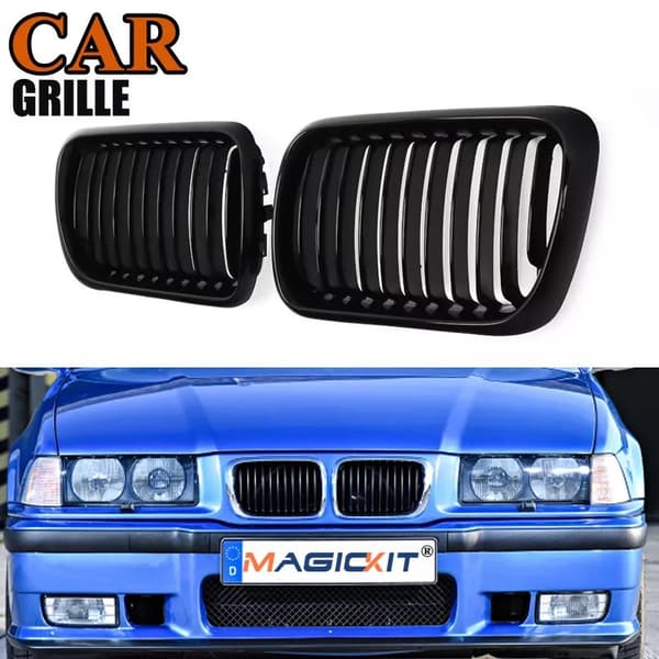 Gloss Black Kidney Grille Grill for BMW 97-99 E36 M3 3-Series Compact Cabrio