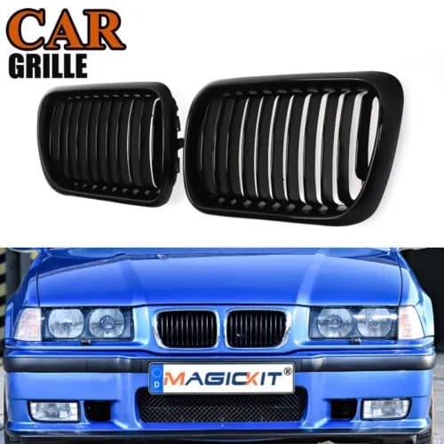 Gloss Black Kidney Grille Grill for BMW 97-99 E36 M3 3-Series Compact Cabrio