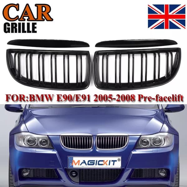 For BMW 3-Series E90 E91 2006-2008 Pre-facelift Matte Black Kidney Grill Grilles