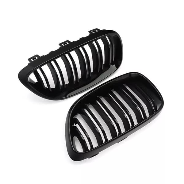 2x Front Kidney Grill Grille Gloss Black Double Slat For BMW F22 F23 M2 2 Series