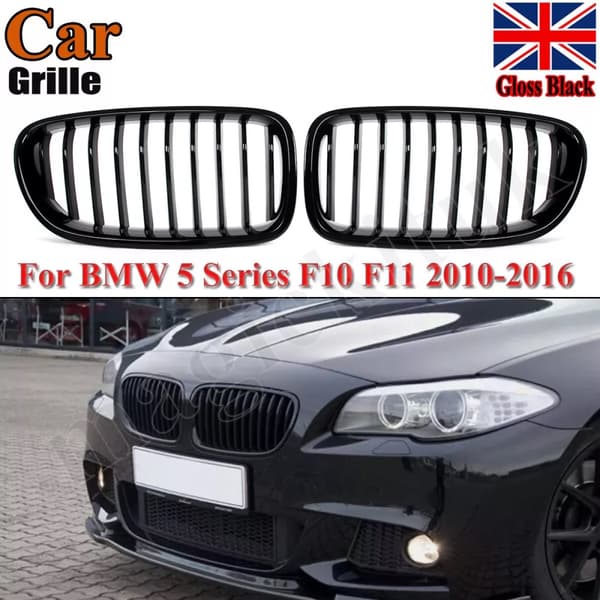 M SPORT LOOK GLOSS BLACK SINGLE BAR KIDNEY GRILLE FOR BMW 5 SERIES F10 F11 10-16