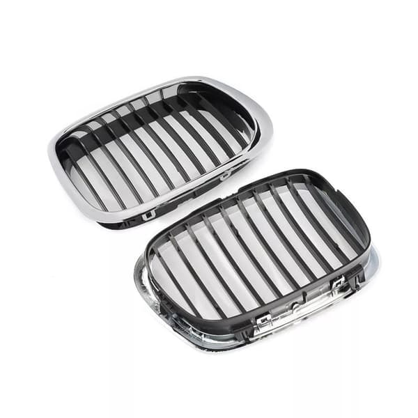 Chrome&Black Front Kidney Grill Mesh Grilles Fit BMW 5 Series E39 & M5 1999-2003