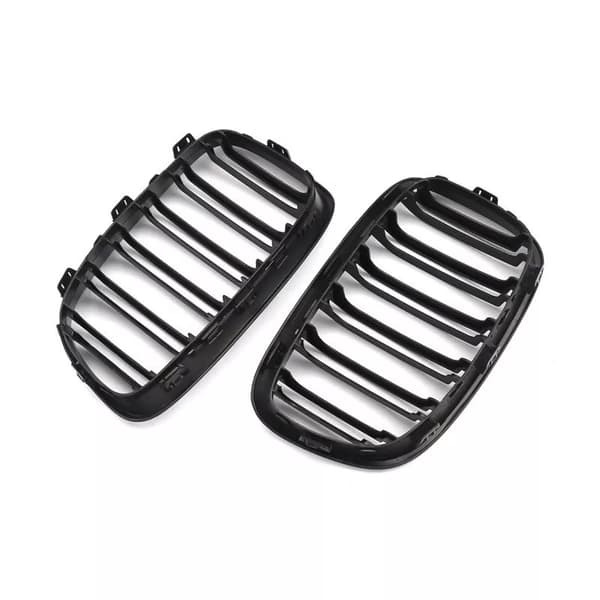 For BMW F20 F21 1 Series Matte Black Kidney Grill Grille Twin Bar 2011-2014