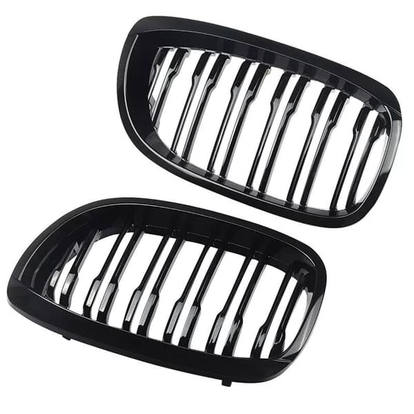 For 03-06 BMW E46 3 Series 2DR Coupe Dual Line Kidney Grilles Grills Gloss Black