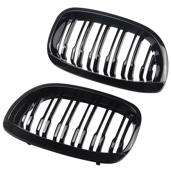 For 03-06 BMW E46 3 Series 2DR Coupe Dual Line Kidney Grilles Grills Gloss Black