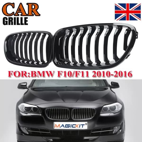 For 10-15 5 Series BMW Sedan F10 F11 M5 Gloss Black Front Kidney Grills Grilles