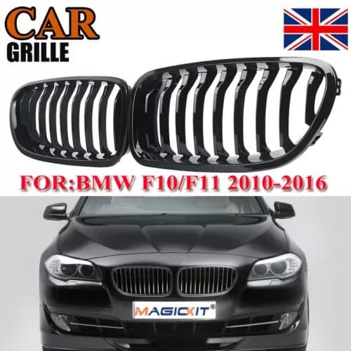 For 10-15 5 Series BMW Sedan F10 F11 M5 Gloss Black Front Kidney Grills Grilles