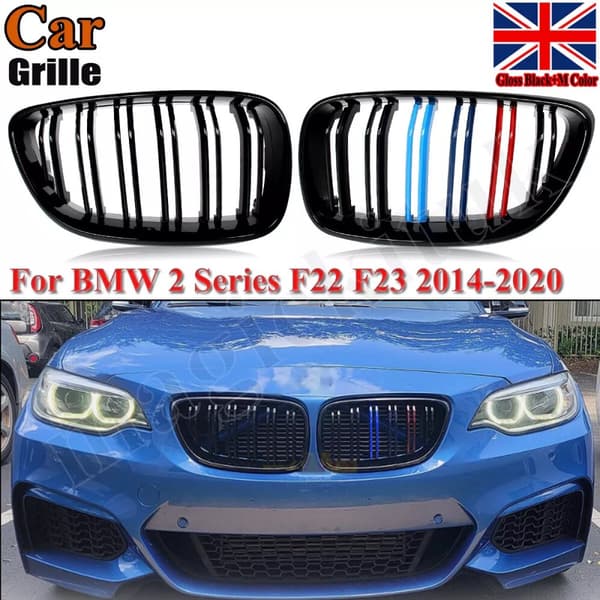 FOR BMW 2 SERIES F22 F23 2014-2020 FRONT KIDNEY GRILL GRILLE M COLOR DOUBLE LINE