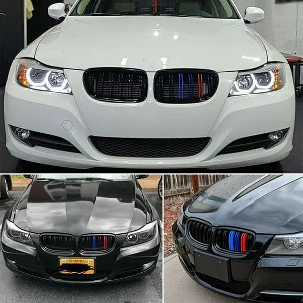 M-color Front Kidney Grille Glossy Black Fit BMW E90 E91 LCI 328i 335i 2009-2011