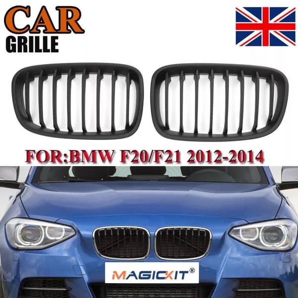 Matte Black Front Kidney Grill Grilles For BMW F20 F21 1 Series 2011-2014 12 13