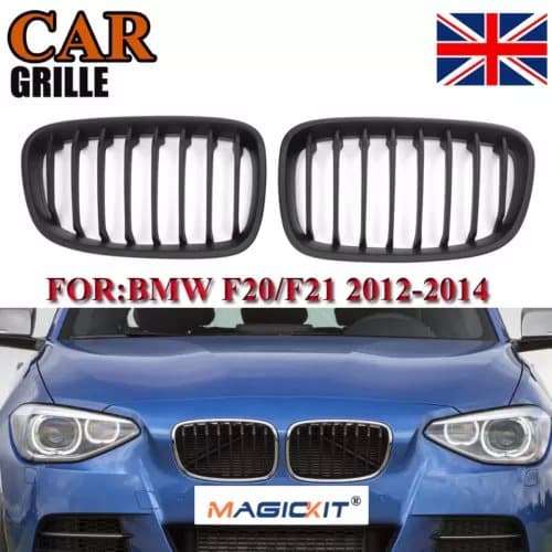 Matte Black Front Kidney Grill Grilles For BMW F20 F21 1 Series 2011-2014 12 13