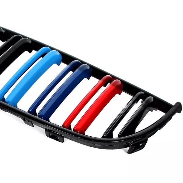 FOR BMW 3-SERIES E90 E91 M COLOR KIDNEY TWIN DUAL GRILLES GLOSS BLACK 2005-2008
