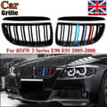 Pikkukuva 2 / 11: FOR BMW 3-SERIES E90 E91 M COLOR KIDNEY TWIN DUAL GRILLES GLOSS BLACK 2005-2008
