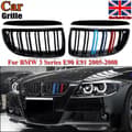 Pikkukuva 1 / 11: FOR BMW 3-SERIES E90 E91 M COLOR KIDNEY TWIN DUAL GRILLES GLOSS BLACK 2005-2008