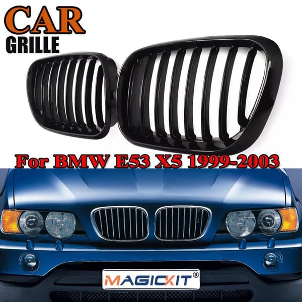 Pair Glossy Black Kidney Front Sport Grille Grill for BMW X5 E53 SUV 1999-03