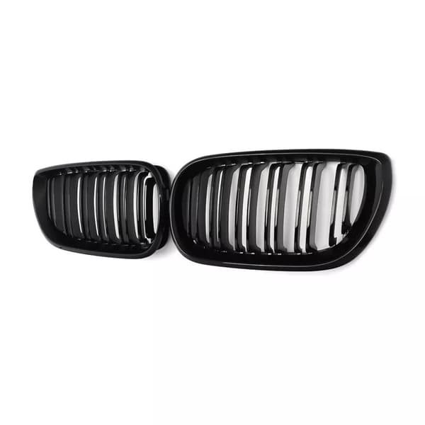 FOR BMW E46 4DR 01-05 GLOSS BLACK FRONT KIDNEY GRILLES GRILLS TWIN DOUBLE SPOKE