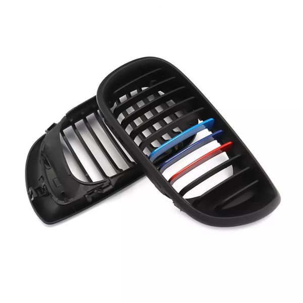 Matte Black M-Color Front Kidney Grilles For BMW 3 Series E46 4Dr 02-05 Facelift