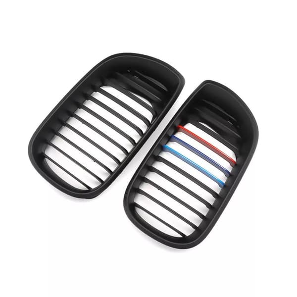 Matte Black M-Color Front Kidney Grilles For BMW 3 Series E46 4Dr 02-05 Facelift