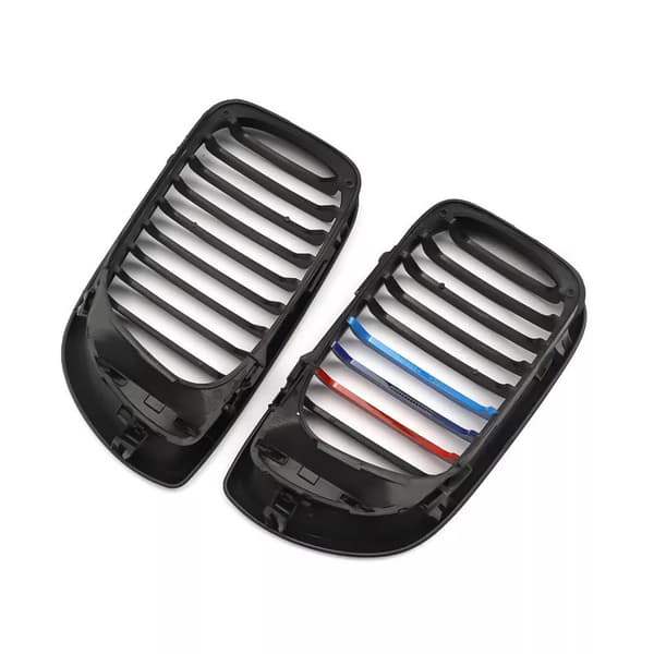 Matte Black M-Color Front Kidney Grilles For BMW 3 Series E46 4Dr 02-05 Facelift