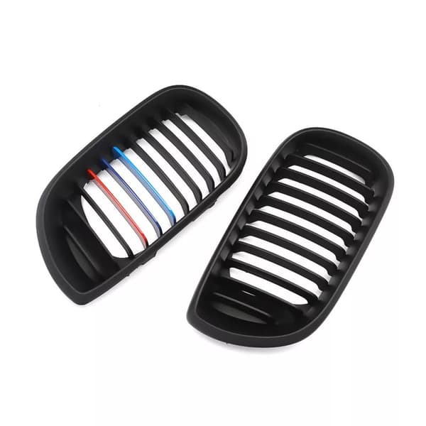 Matte Black M-Color Front Kidney Grilles For BMW 3 Series E46 4Dr 02-05 Facelift