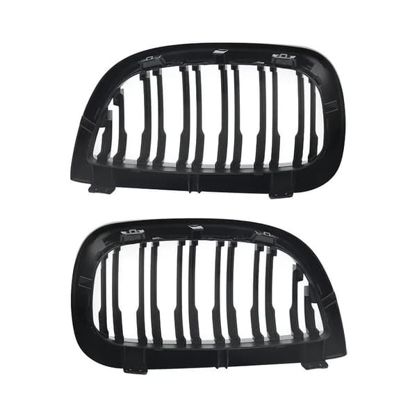 FOR BMW 1 SERIES E87 FRONT BUMPER KIDNEY GRILLES GLOSS BLACK DUAL LINE 2004-2007